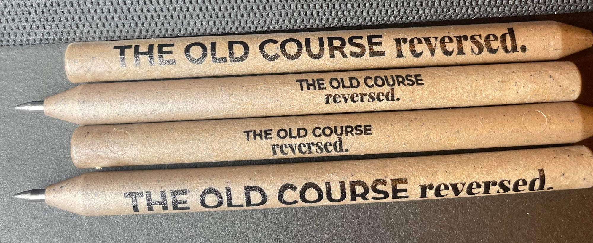 GreenUp Golf logo pencil made from upcycled coffee. Eco friendly. Sustainable