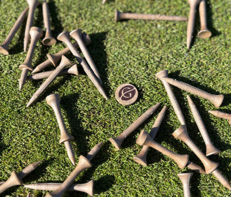 GreenUp cofee tees on the tee box